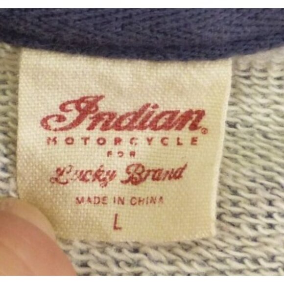 Indian Motorcycle Lucky Brand Retro Mens Full-Zip Jacket L Blue/Red Cotton Blend - Picture 3 of 13